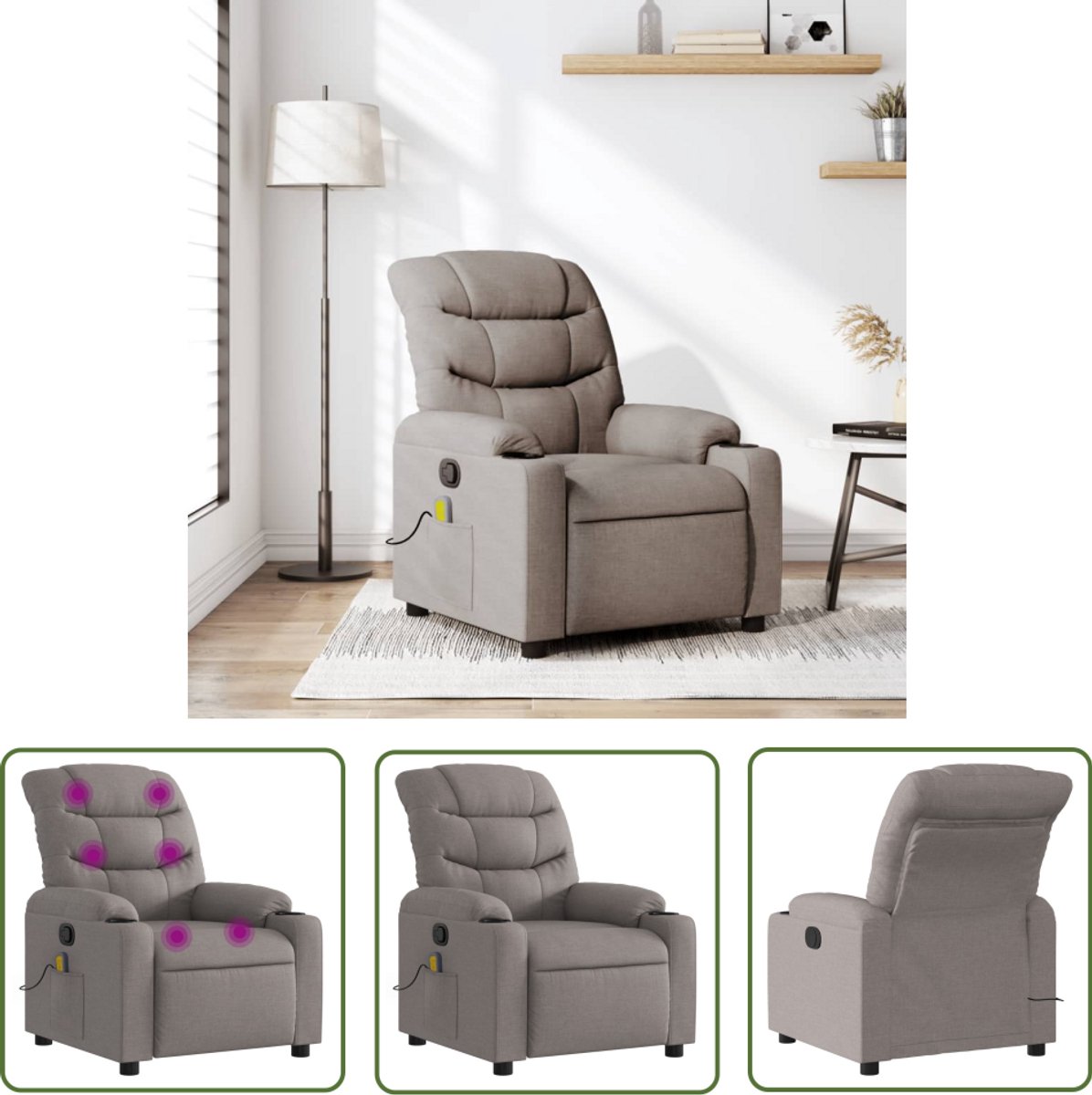 vidaXL Massagestoel Ergonomisch Taupe Verstelbaar