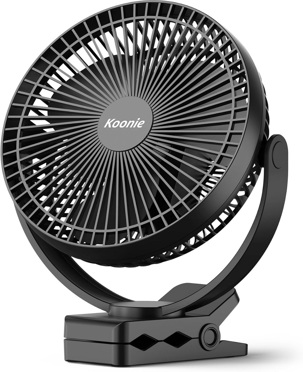Draagbare clip-on tafelventilator met 10.000 mAh batterij en 4 snelheden