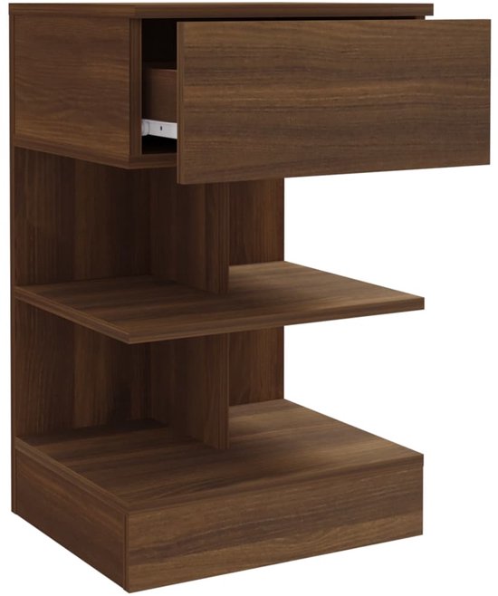 Table de chevet vidaXL - 40 x 35 x 65 cm - Table de chevet en Chêne brun - Table de chevet en bois - Meubilair en Chêne brun - Meubles de chambre - Espace de rangement