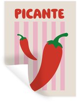 Muurstickers - Sticker Folie - Pittig - Pepers - Rood - 120x160 cm - Plakfolie - Muurstickers Kinderkamer - Zelfklevend Behang XXL - Zelfklevend behangpapier - Stickerfolie
