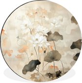 WallCircle - Cercle mural - Cercle mural - Fleurs - Japandi - Wabi sabi - Aluminium - Dibond - 60x60 cm - Intérieur et extérieur