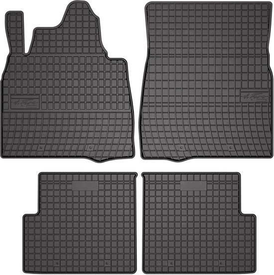 Zwarte rubberen automatten met honingraatprofiel voor een Mercedes G-klasse W463 (SWB) 2008-2018.