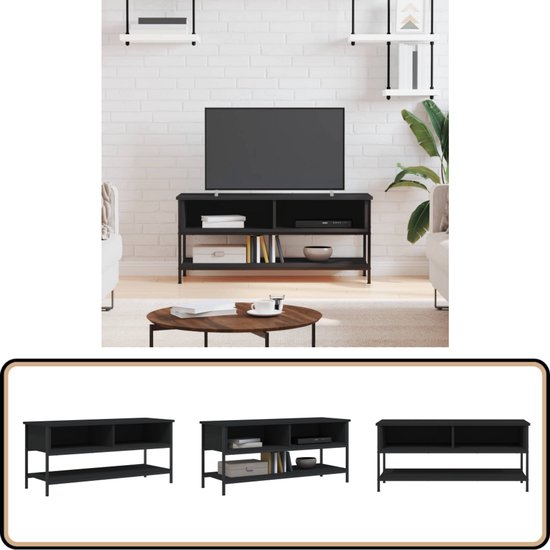 VidaXL TV Meubel Zwart - 100x35x45 Cm Mediameubel Met 2 Vakken & IJzeren Poten