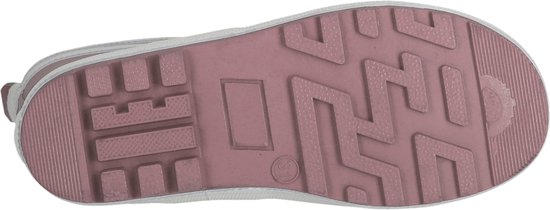 Roze regenlaars zool met zigzag profiel.