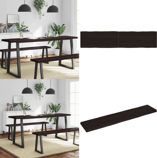 vidaXL Tafelblad 120x40x(2-6) cm behandeld eikenhout donkerbruin, plank, houten tafel, tafelblad hout, houten tafelblad, eiken tafelblad