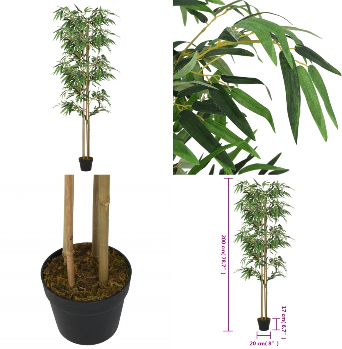 Kunstplant bamboe 1380 bladeren 200 cm groen | -nl