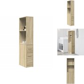 vidaXL Badkamerkast 33x33x120,5 cm bewerkt hout bruin eikenkleurig, badkamer kast, kolomkast badkamer, hoge badkamerkast, badkamerkastje, kolomkast