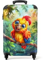 Bol.com NoBoringSuitcases.com® - Kinderkoffer - Kindertrolley - Papegaai - Jungle - Handbagage koffer lichtgewicht - Reiskoffer ... aanbieding