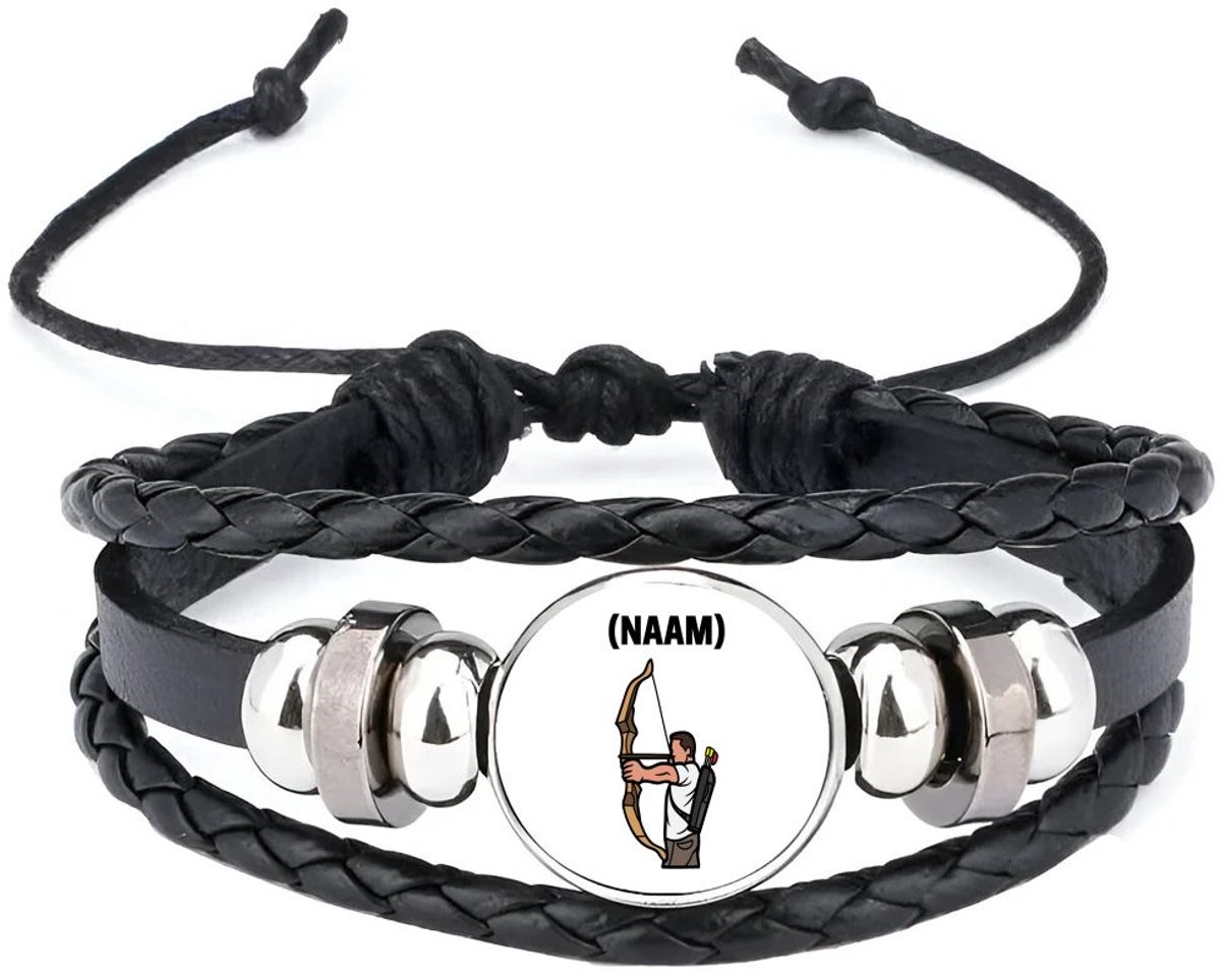 Akyol - boogschieten met eigen naam armband zwart - Sport - boogschieter - sport