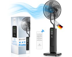 KESSER® Statiefventilator Frosty met Water Ultrasone Verneveling Koeling - Staande Ventilator inclusief Afstandsbediening en Timerfunctie - Zwart