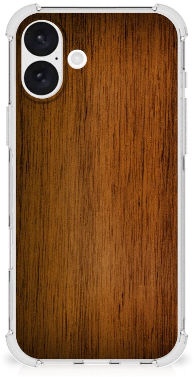 iPhone 16 Plus Stevig Telefoonhoesje Donker Hout