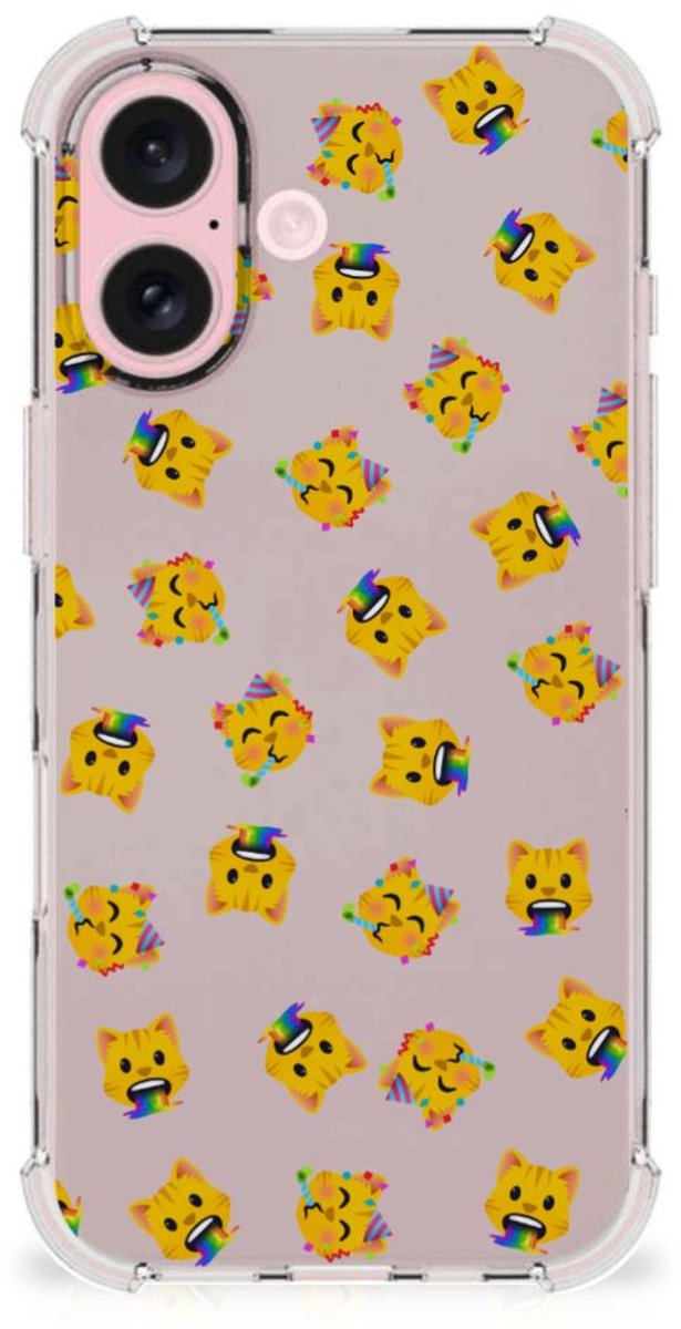 Doorzichtige Silicone Hoesje voor iPhone 16 Katten Emojis
