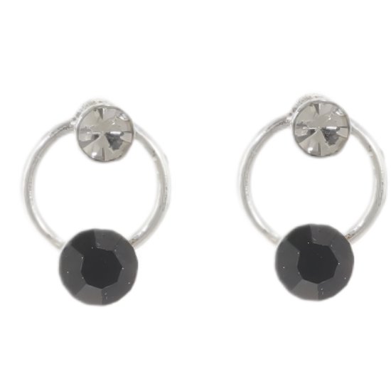 Behave – Boucles d'oreilles à tige – Argent avec Jet noir et cristal gris – Sans nickel et Elegant