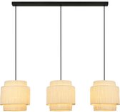 Qazqa Landelijke Vloerlamp Wit Met Bruin Linnen Kap - Tripod