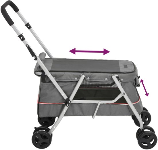 Poussette pour chien - Pliable - vidaXL cm - Grijs Poussette Chiens - Transport pour chien - Chariot pour chien - Panier de transport pour chien