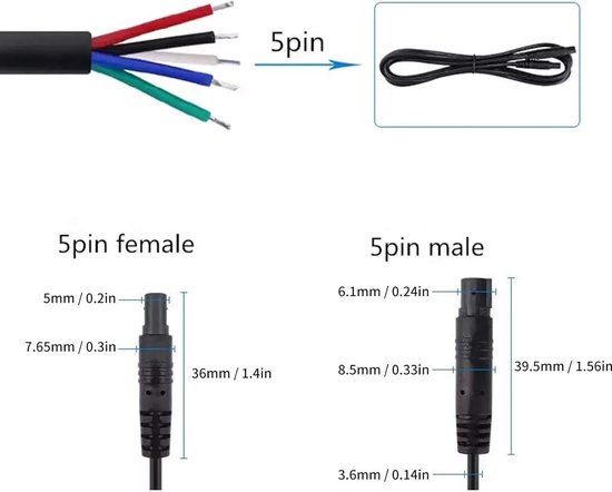 Verlengkabel voor achteruitrijcamera, 2,5 m, 4-polig, mannelijk naar vrouwelijk, kabel achteruitrijcamera voor 12 V, 24 V, vrachtwagen, caravan, aanhanger, bus, busje