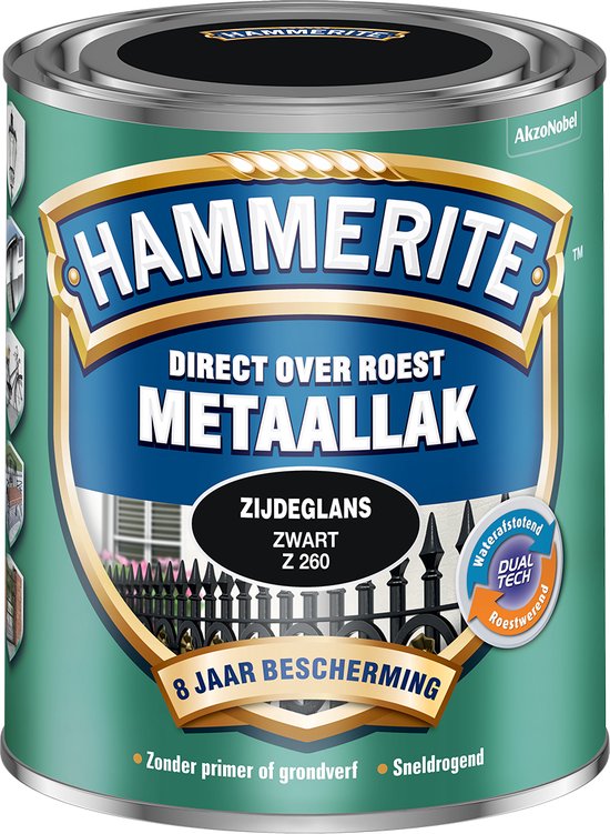 Blik Hammerite metaallak zijdeglans zwart z260.