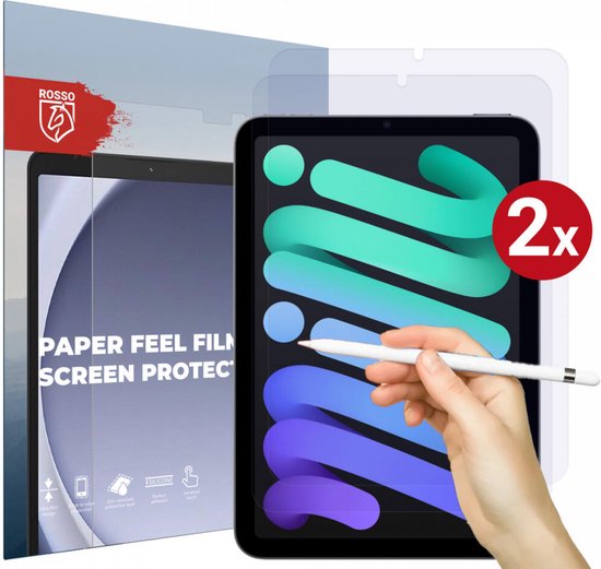 Protecteur d'écran Rosso adapté à Apple iPad Mini 7 / 6 | Sensation de papier | Feuille de sensation de Papier | Film protecteur Ultra transparent | Case Friendly | Pack Duo