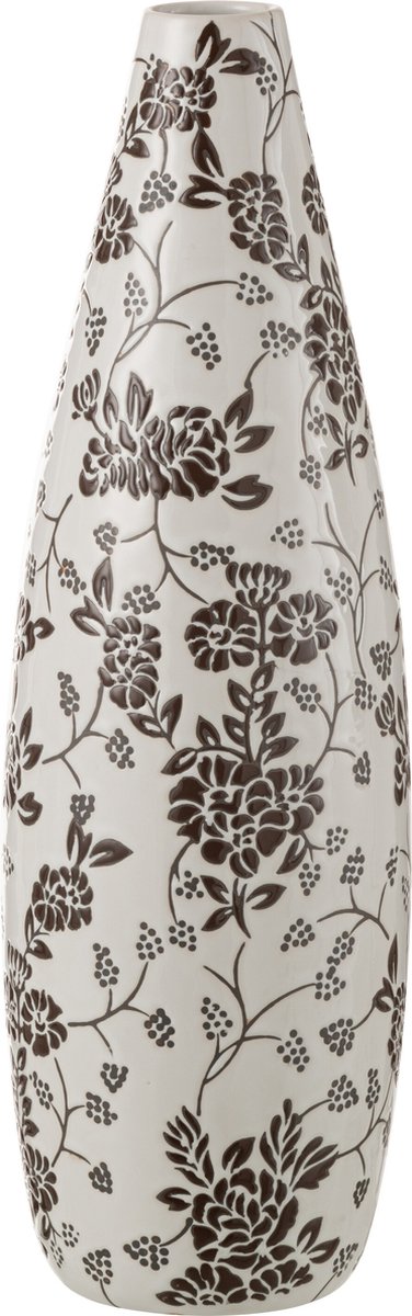 J-Line vaas Zen - porselein - wit/zwart - 53 cm hoog Multi