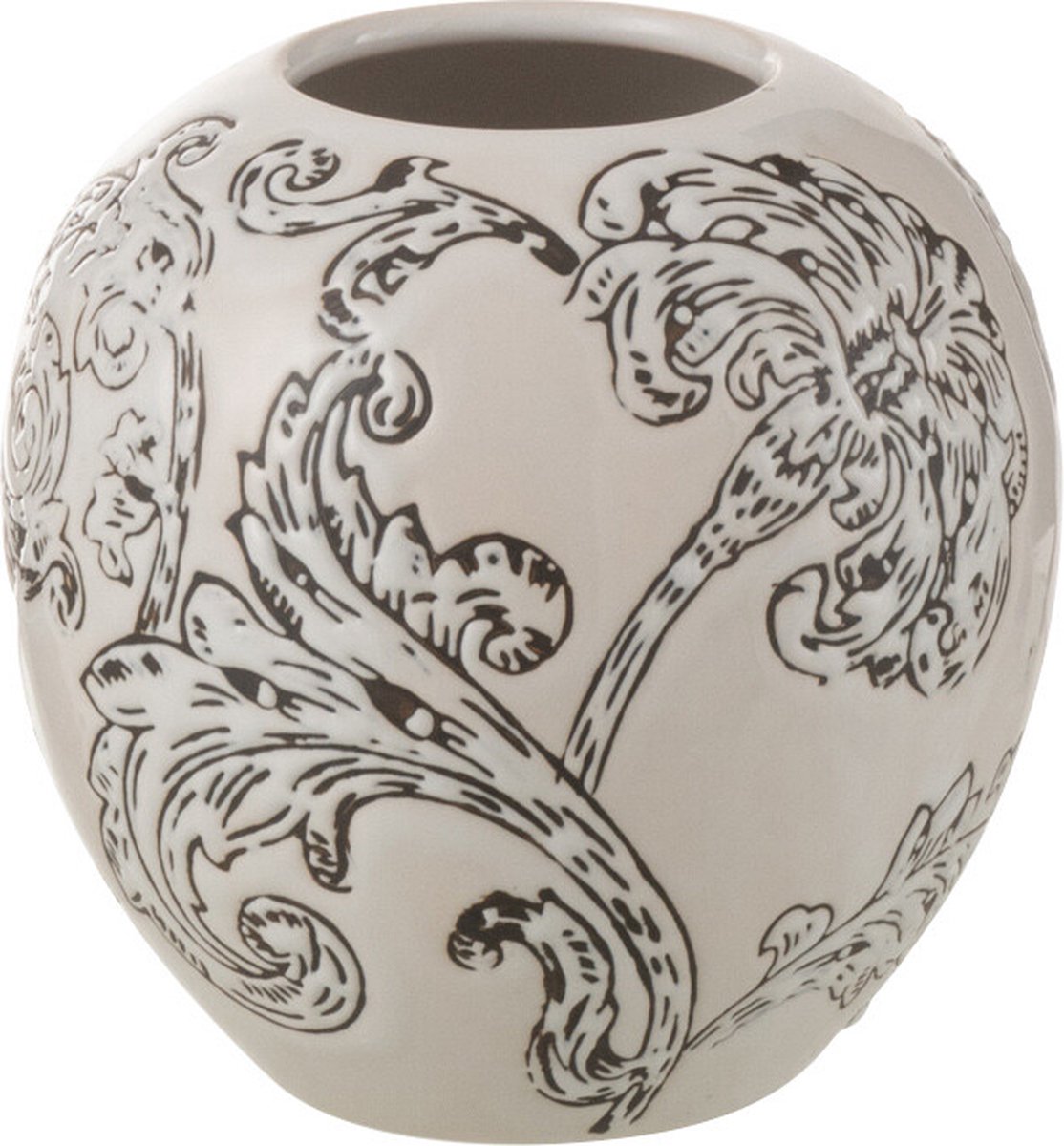 J-Line vaas Zen Bal - porselein - wit/zwart - Ø 11 cm Multi