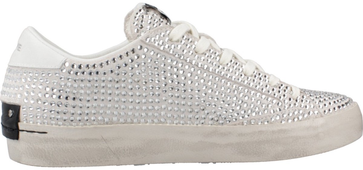 Crime London Embellished Lace-Up Low Top Sneakers with Rubber Sole for Everyday