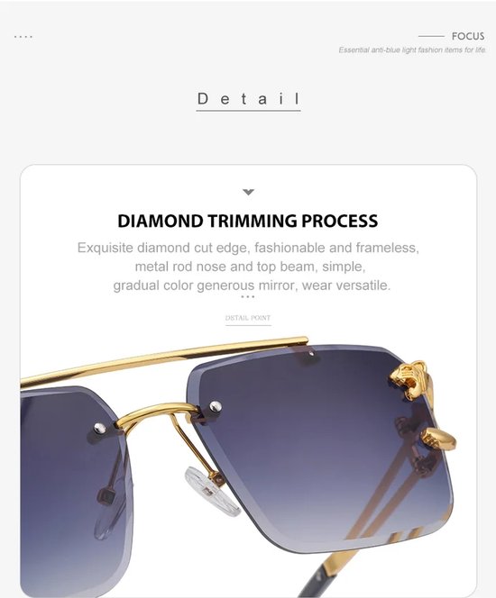 Zonnebril Doorzichtig|Rimless Glasses | Oversized | Frameloos Dahmer Zonnebril|Eyewear voor Heren en Dames | Randloze Zonnebril | Heren/ Dames bril | zomerbril/ bril/ brillen | Heren zonnebril / zonnebril zonder rand | zomer bril | Randloze bril — afbeelding 5