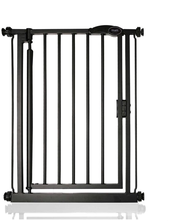 Bettacare Barrière Animaux domestiques à fermeture automatique, 75 cm - 82 cm, Wit, Barrière d'escalier à pousser pour chien et Puppy, Barrière de sécurité pour Portes, couloirs et zones