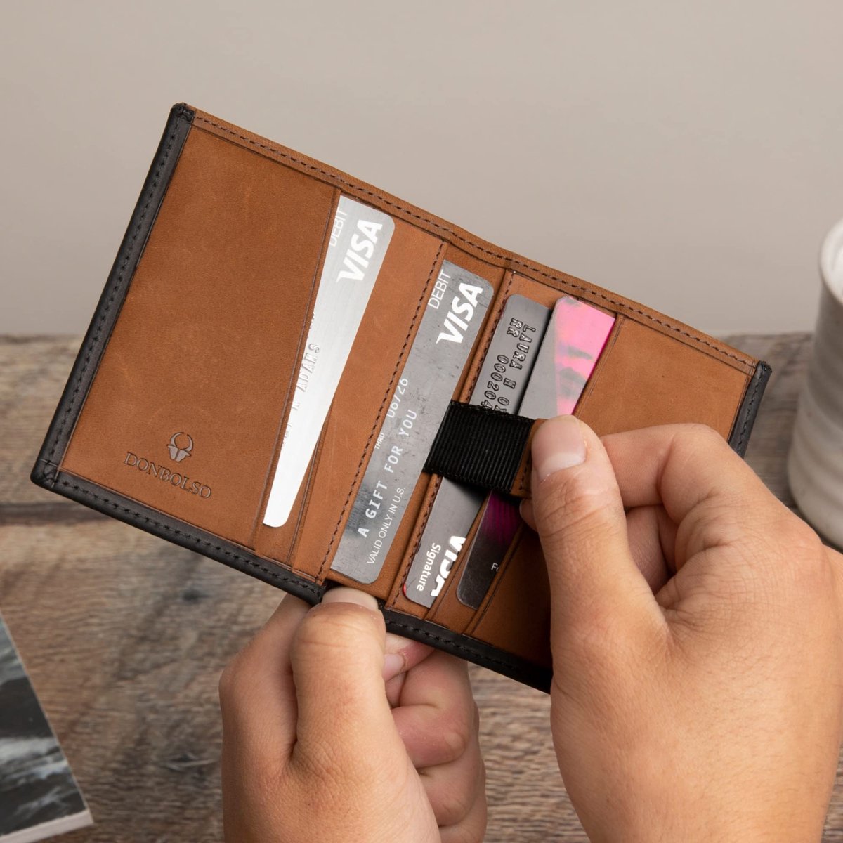 DONBOLSO Cartera Mujer Florencia | Monedero Mujer Grande de Cuero Genuino de Napa | Billetera XXL con 15 Ranuras para Tarjetas y Protección RFID | Negro
