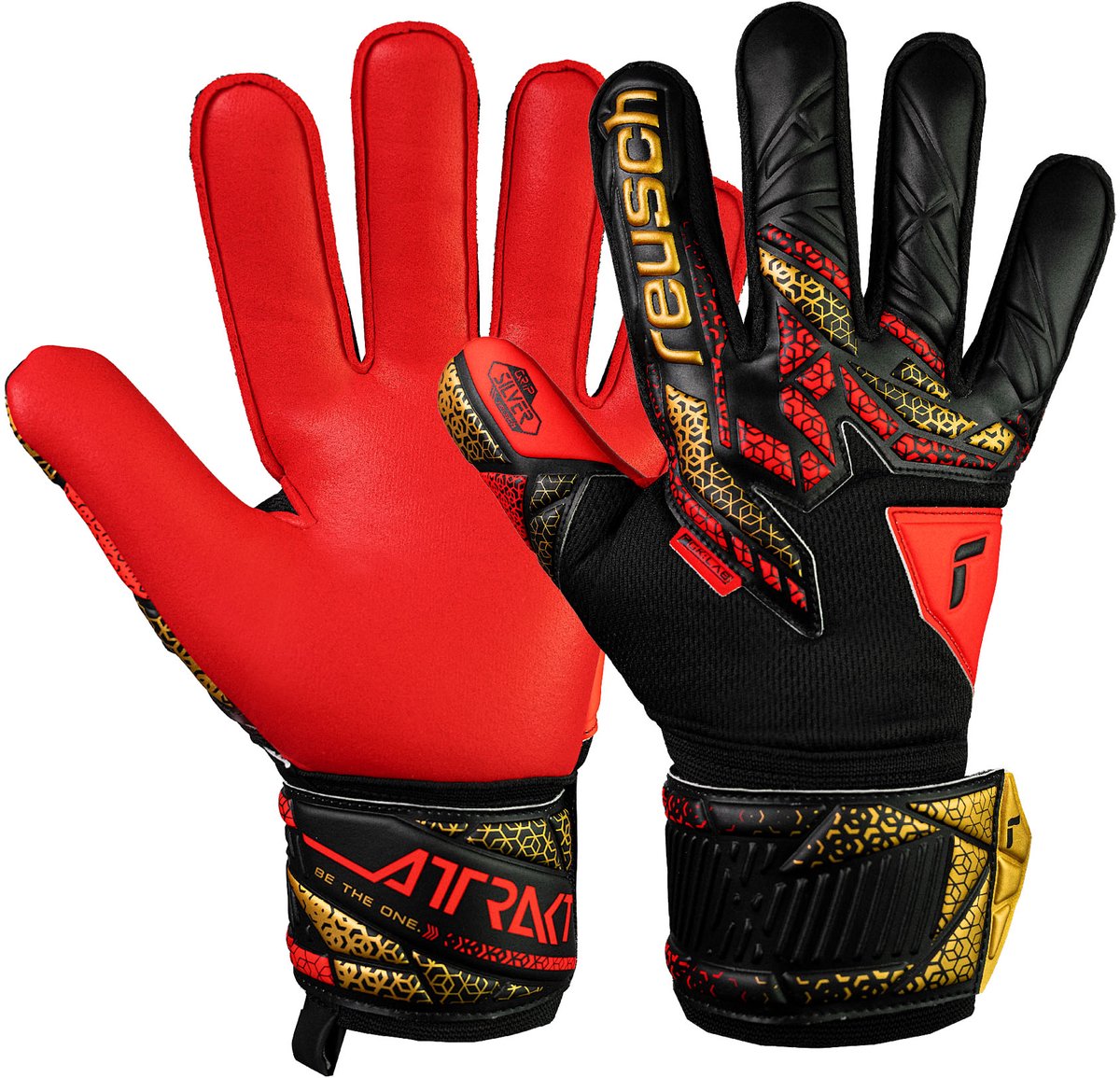 Reusch Attrakt Silver Black Gold Red Keepershandschoenen - Maat 9