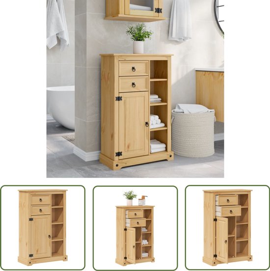 vidaXL Badkamerkast vrijstaand 48x32x170 cm massief grenenhout