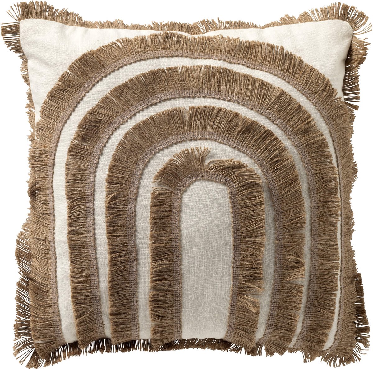 Dutch Decor MARINA - kussenhoes 45x45 cm - jute afwerking - Natural - bruin - met rits - zonder binnenkussen Beige