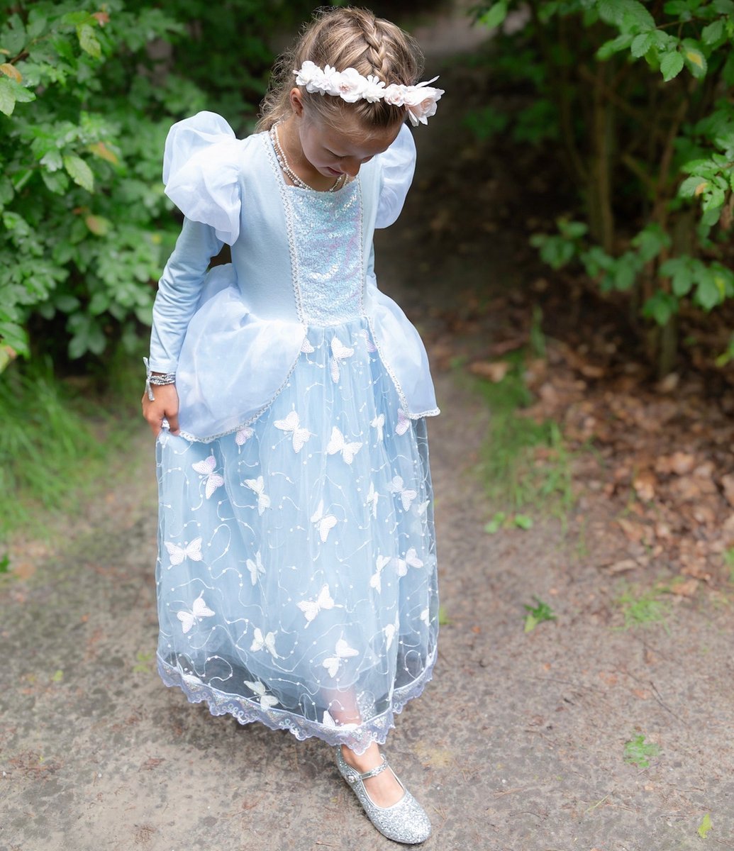 Prinsessendroom - Magische Assepoester Jurk - 98/104 (2/3 jaar) - Prinsessenjurk - Verkleed kleding - Feestjurk