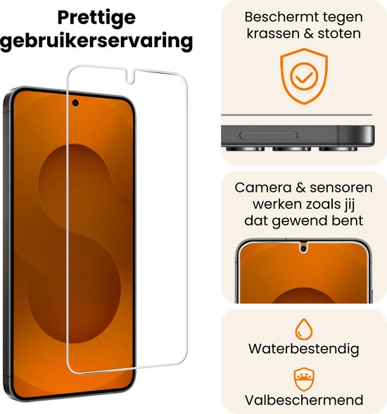 Protection d'écran sur un téléphone à écran orange. Protège contre les rayures, les chocs, est résistant à l'eau et aux chutes.