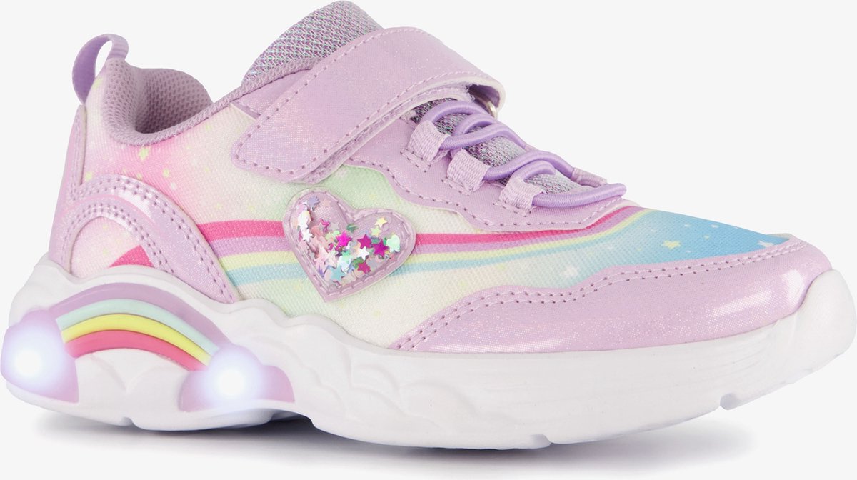 Blue Box meisjes sneakers met lichtjes en glitters - Paars - Uitneembare zool - Maat 34
