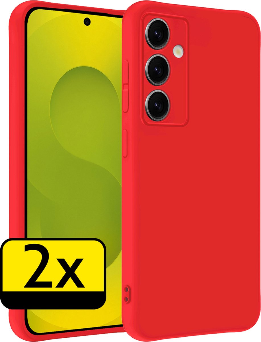 Hoesje - 2 Stuks - Geschikt voor Samsung Galaxy S25 Plus - Sterk & Shockproof - Case Siliconen - Back Cover - Telefoon Hoes - Telefoonhoesjes - Rood