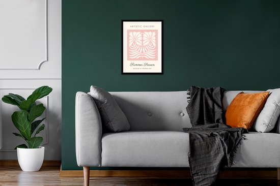 Cadre photo avec affiche - Feuilles - Fleurs - Rose - Abstrait - Boho - 30x40 cm - Cadre pour affiche - Décorations de Noël - Décoration de Noël pour l'intérieur - Noël