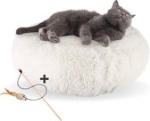 AdomniaGoods - Luxe kattenmand - Hondenmand - Antislip kattenkussen - Wasbaar hondenkussen - Wit 60 cm