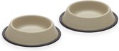 Kave Home - Dalitso petit set de 2 bols à nourriture/boisson en inox beige Ø 21 cm