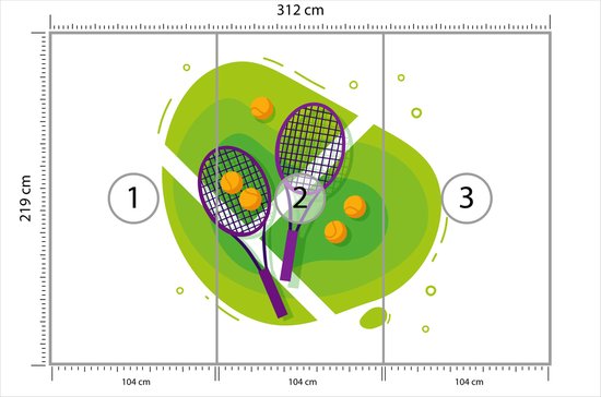Fotobehang Getekende Tennisballen En Rackets | bol