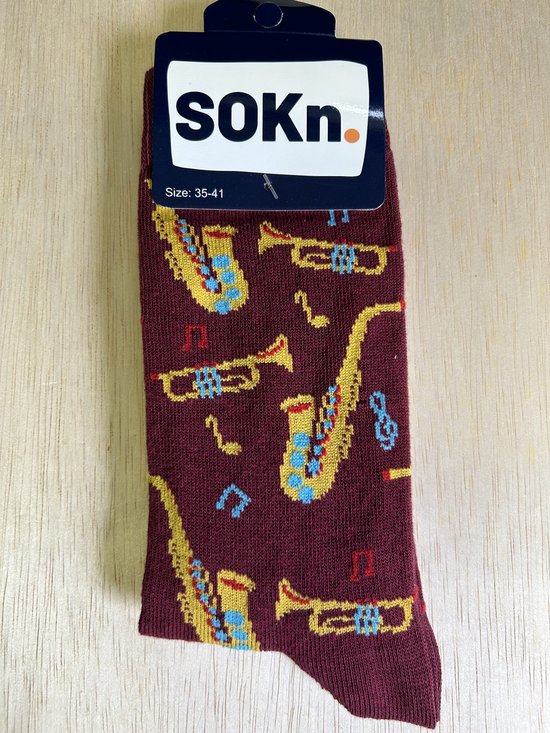 SOKn. Trendy sokken *TROMPET-SAXOFOON* maat 35-41 (ook leuk om kado te geven !)
