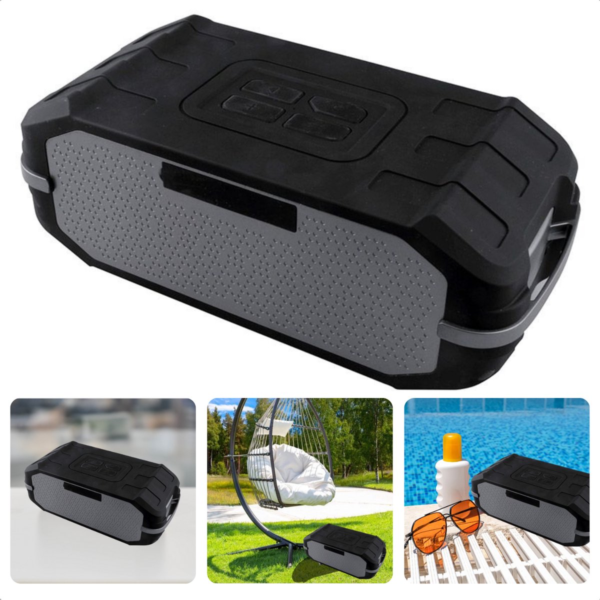 Cheqo® Draadloze Speaker - 2x5W - Bluetooth V2.1 - 1200mAh Li-ion oplaadbare batterij - Stream je favoriete muziek - tot 10m bereik - i5Hz-20KHz - 29x13x11cm