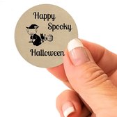 Kraft Halloween stickers - Happy spooky Halloween 4cm 48 stuks | leuk voor kinderen om op zakjes te plakken trick or treat