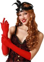 Gants de party habillés pour femme - polyester - rouge - taille unique - modèle long