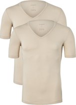 Schiesser 95/5 - heren T-shirt diepe V-hals 2-pack - beige -  Maat XL