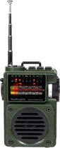 Radio HanRongDa® HRD-700 - Récepteur mondial - Enceinte Bluetooth® - FM / MW / SW - Radio portable - Batterie rechargeable - Vert armée