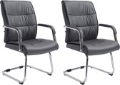 CLP Sievert Set de 2 Chaises de salle à manger - Avec accoudoirs - Simili cuir - gris