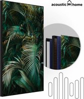 Akoestische panelen - Geluidsisolatie - Akoestische wandpanelen - Akoestisch schilderij AcousticPro® - paneel met groene planten - design 378 - basic - 70x100 - zwart- Wanddecoratie - woonkamer - geluidsdemper - studio schuim