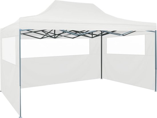 vidaXL Tente de réception pliante avec 3 parois latérales 3 x 4 m Crème Acier