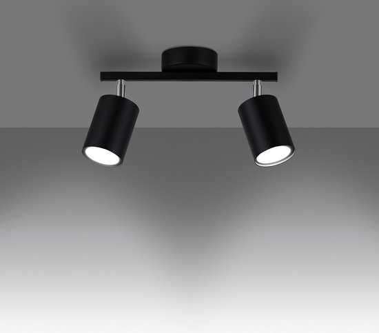 Sollux Lighting - Plafondlamp Lemmi 2 - 2xGU10 fitting - Excl. lichtbron - Max. 2x12W LED - Zwart