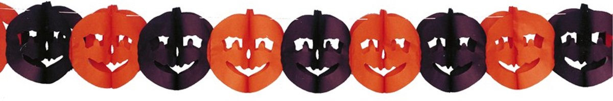 Fiestas Halloween/horror thema feestslinger - pompoen - papier - 300 cm - griezelige pompoen versiering